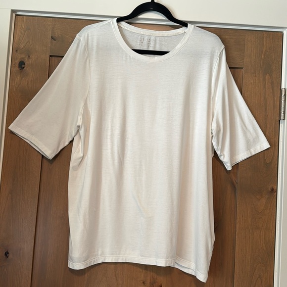 Chico’s Pima cotton Tee T-shirt Womens XL Cream 1/2 sleeve Simple Basic soft - Picture 1 of 9